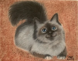Cat Drawing Chalk Pastel On Paper - Picture 1 of 6