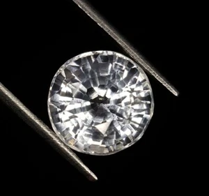 Natural Transparent White Sapphire Certified 6.67 Ct Loose Gemstone Round Shape - Picture 1 of 10