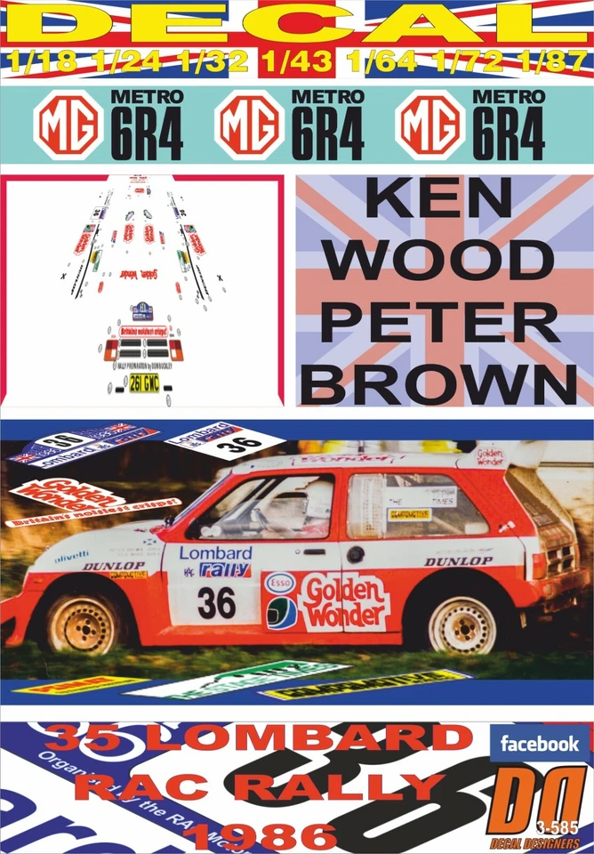 DECAL MG METRO 6R4 KEN WOOD RAC R. 1986 DnF (06) - Image 1 of 1