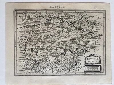 ANTIQUE MAP of Germany  BAVARIA DUCATUS by Mercator,  c. 1628 - Image 1 of 3