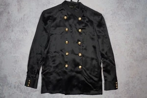 NUOVO BALMAIN x H&M Launch Collection blusa seta nera camicia giacca top 36 US6 - Foto 1 di 7