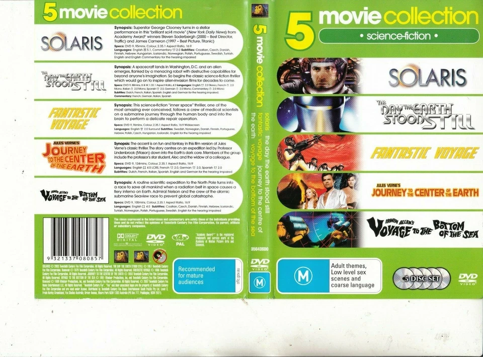 Solaris-2003-Fantastic Voyage-1966-5 Movie Collection.Science-Movie FMC.SF-5 DVD - Image 1 of 1