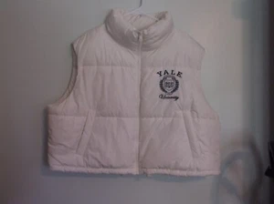 Yale University Quilted Puffer Vest Women's 2XL White High Collared Vest EUC - Picture 1 of 5