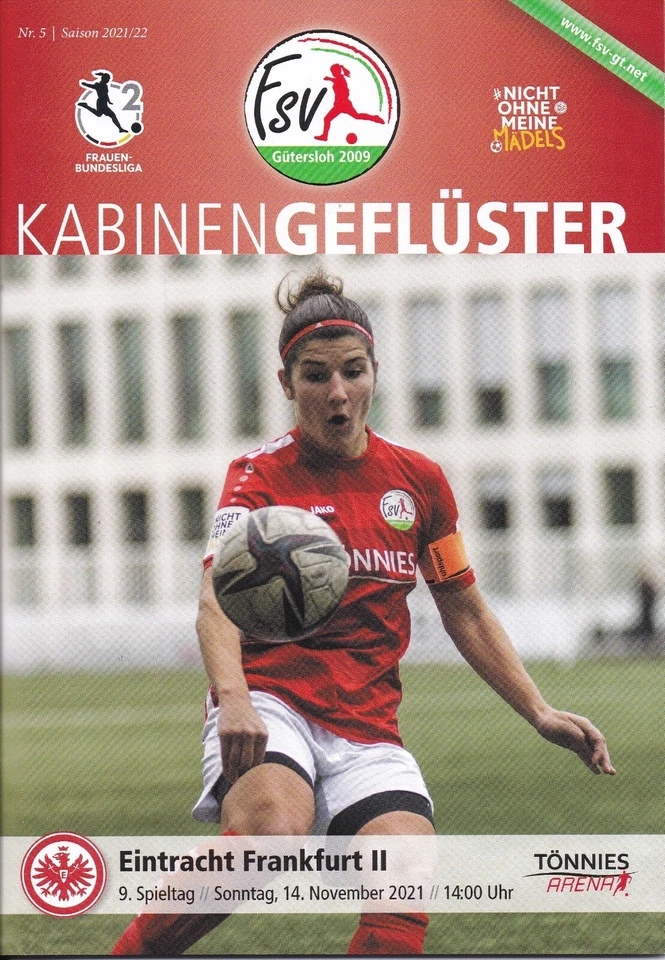 Programm FSV Gütersloh - Eintracht Frankfurt II 14.11.21  2. Liga Frauen-Fußball - Bild 1 von 1