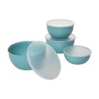 KitchenAid 4 prep bowls in aqua sky blue with clear lids NEW STYLE