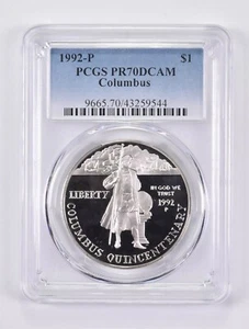 1992-P PR70 DCAM Columbus Commemorative Silver Dollar PCGS - Picture 1 of 5