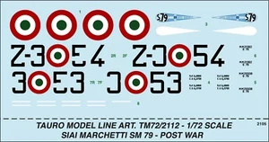TAURO MODEL TM72/2112 SIAI MARCHETTI S.M.79 POST WAR SERVICE 1:72 SCALE - Picture 1 of 3