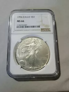 1996 Silver Eagle Doubled Die Obverse NGC MS66 beautiful coin. - Picture 1 of 6