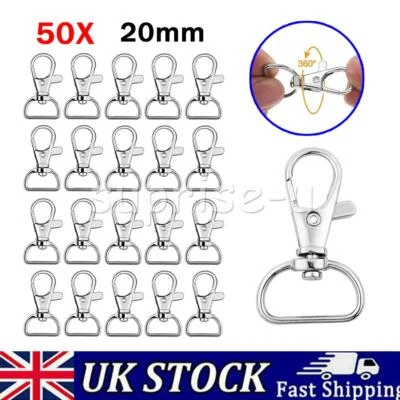 INFINITEWORLD17 50 PCS Lobster Swivel Clasp D Ring Key Ring Keychain Lanyard Finding Silver Tone