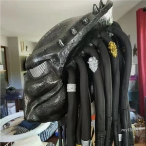 Predator With Wig Cos Full Face Mask Helmet Terror Props Accessories Halloween - Picture 1 of 5