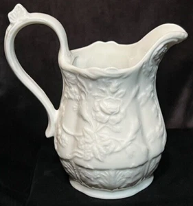 Porcelain Rose Pattern Garden Creamware Pitcher Made in France - Picture 1 of 2