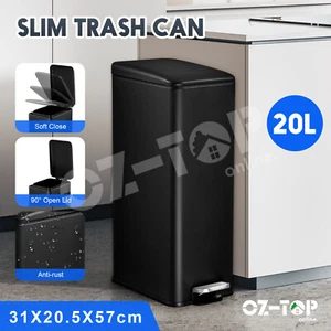 20L Rubbish Bin Pedal Waste Garbage Recycling Trash Can Dustbin Stainless Steel - Picture 1 of 12