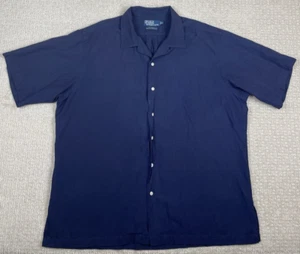 Polo Ralph Lauren vintage camicia uomo taglia XL Caldwell seta colletto ad anello campeggio blu navy - Foto 1 di 7