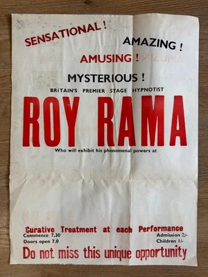 Vintage original 1949 'Roy Rama' hypnotist/magic show poster - Image 1 of 2