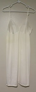 Vintage Damen 38 L Off White Ecru Nylon Spitze Vanity Fair Dessous Full Slip Floral - Bild 1 von 10