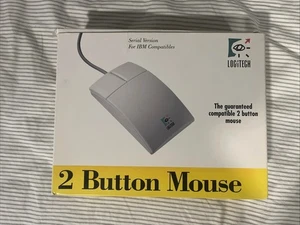 Mint Vintage Logitech Two Button Mouse Model 0253 - Complete - Picture 1 of 3