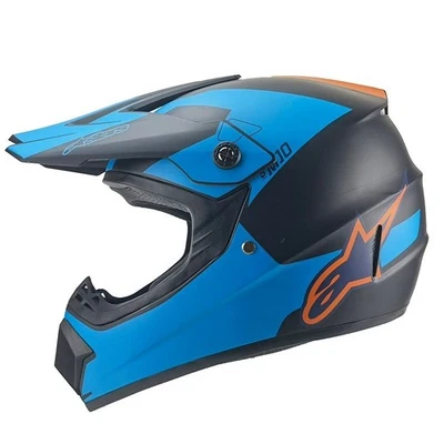 Crosshelm Helm Kinderhelm Motorradhelm Motocross Stars blau schwarz Motorrad - Bild 1 von 4