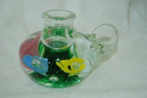 Joe Rice St. Clair Paperweight Candle Holder w/ Controlled Bubbles & Flowers - Picture 1 of 9