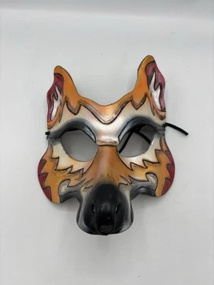 Vtg RST 00 Handmade Leather Mask Masquerade Mardi Gras/halloween Mask Fox Signed - Image 1 of 4