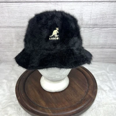 Vintage Kangol Furgora Bucket Hat Black Angora Rabbit Fur Blend Size S/M 90s - Image 1 of 4