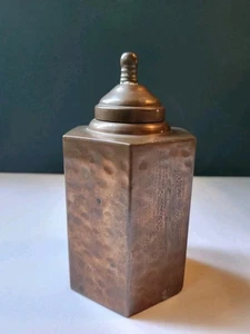 Vintage Sechseck handgehämmert Kupfer Tee Caddy Glas mit Deckel, verzinnt innen, 5" - Bild 1 von 12
