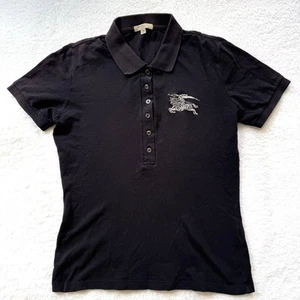 Burberry Women Polo Shirt Short Sleeve navy black Horse size M cotton - Picture 1 of 7