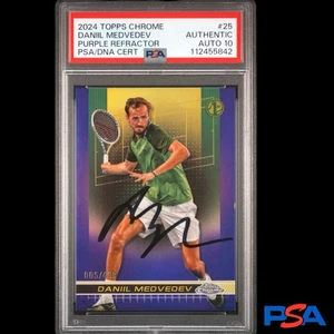 Daniil Medvedev 2024 Topps cromo refractor púrpura/499 novato automático PSA 10 RC - Imagen 1 de 3