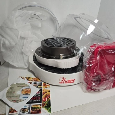 Nuwave Pro Infrarot rot/weiß 20335 Heißluftofen klare Kuppel mit Verlängerungsring + - Bild 1 von 4