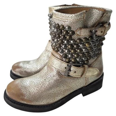 Botas Moto Ash Tamara Cuero Tachonado Dorado Metálico NUEVAS Mujer 6 Foto 1 de 4