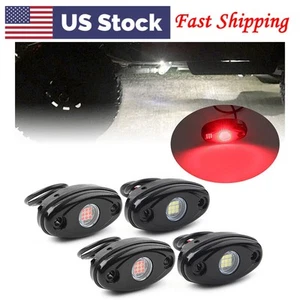 2PCS Red+White 9W 9-30V LED Rock Light For Jeep Pickup Under Body Trail Rig Lamp - Foto 1 di 11