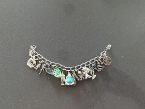 Vintage Sterling Silver Charm Bracelet Loaded Disney NYC Hawaiian F236 - Picture 1 of 21
