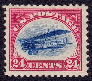 US Scott C3, 1918 Curtiss Jenny, 24c carmine rose & blue, H MINT - Picture 1 of 1