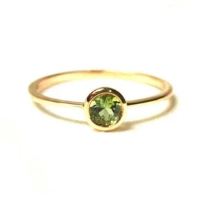 Natural Peridot Gemstone Solitaire Proposal Ring 10k Yellow Gold Ring - Picture 1 of 5