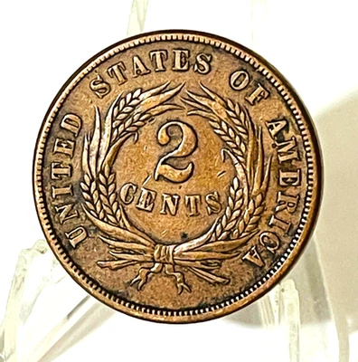 1865 US Two Cent Coin, Bronze, Shield Design – #347B - Image 1 of 4