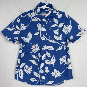Crewcuts Shirt Boy 6/7 Blue White Tropical Hawaiian Button Vacation Resort Beach - Picture 1 of 6
