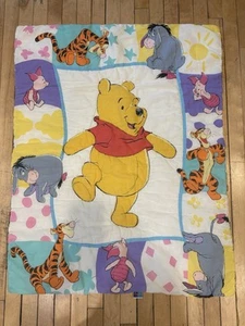 Winnie the pooh Disney USA made vintage 90s crib quilt comforter blanket rare - Picture 1 of 9
