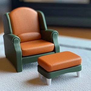 Dollhouse Armchair & Ottoman | 1:12 Scale Miniature Furniture | 3D Printed - Picture 1 of 10