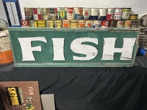 Vintage Hand-Painted Wooden Fish Sign - Picture 1 of 3