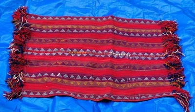Moroccan Handmade Vintage Rug Striped Red Carpet Rare Home Office Decor  - Image 1 of 4
