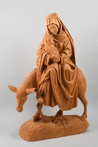 N48O01- Große Krippenfigur Holzskulptur Maria mit Kind auf Esel - Bild 1 von 12