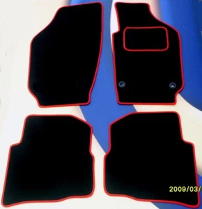 INTELIGENTE PARA 4 2015 EN ALFOMBRILLAS COCHE CALIDAD NEGRA CON BORDE ROJO + 2 CLIPS - Imagen 1 de 7