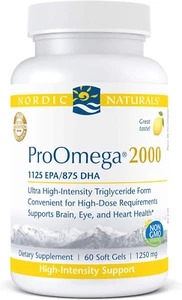 Nordic Naturals Proomega 2000, Lemon Flavor - 2150 Mg Omega-3 - 60 Soft Gels - U - Picture 1 of 12