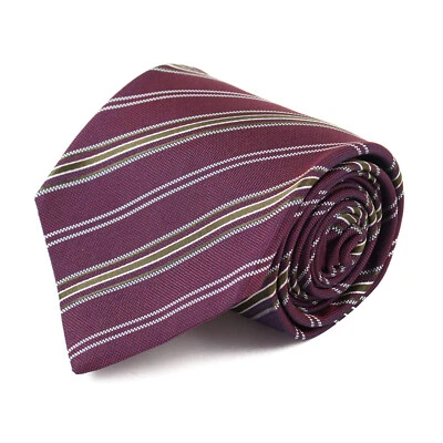 Corbata de seda frambuesa Luigi Borrelli Napoli con rayas verdes y blancas nueva con etiquetas Foto 1 de 4