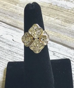 Ross Simons Paved Vermeil Sterling Silver Clover Ring - Picture 1 of 7