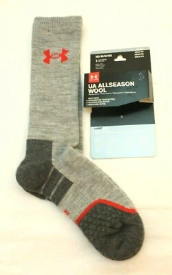 UA All Season Wool Size 4-8.5 Graphite / Gray / Red Men's Boot Socks MSRP $20 - Image 1 of 4