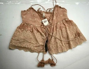 Free People Womens Jenna Embroidered Cami Lace Trim Sleeveless Straps Floral XS - Picture 1 of 10