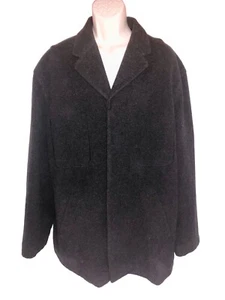 Men's PERRY ELLIS Black Wool Blend Coat Charcoal Gray Heavyweight XL Jacket - Picture 1 of 3
