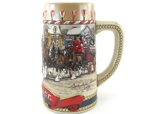 Budweiser Beer Stein Clydesdales B Series 1986 EditionCeramic Relief Vintage - Picture 1 of 11