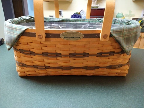 1999 Longaberger Traditions Generosity Basket 2 Protectors Plaid Liner BB21 EXC Cover