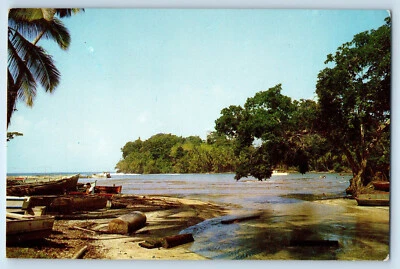 Limon Коста-Рика открытка сцена на пляже Портете 1977 винтажный отправлен - Изображение 1 из 2